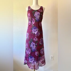 Karin Stevens Vintage 90s Purple & Burgundy Ciffon Dress